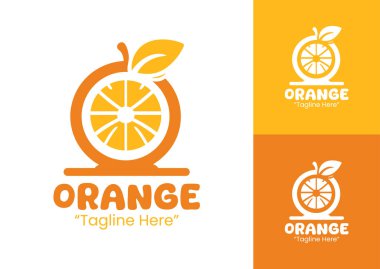 Organik dükkanlar, meyve suyu markaları ve gurme ürünleri için hazırlanmış profesyonel bir turuncu logo tasarımı..