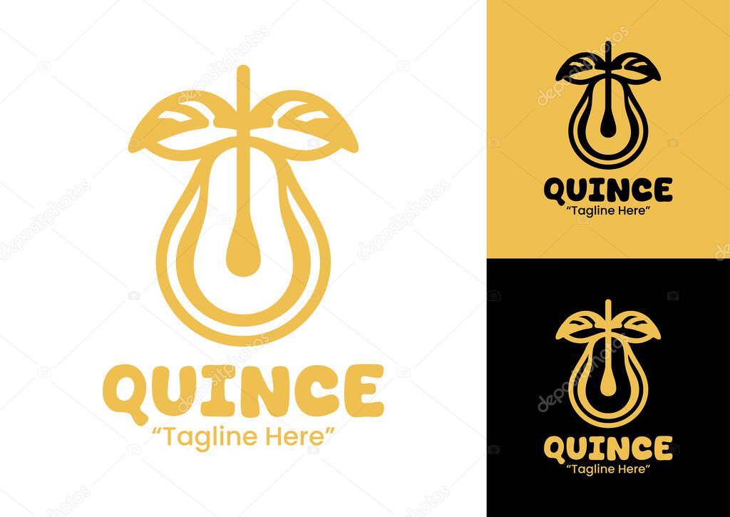 A modern minimalist quince logo design perfect for fruit shops, juice branding, and organic product identity.