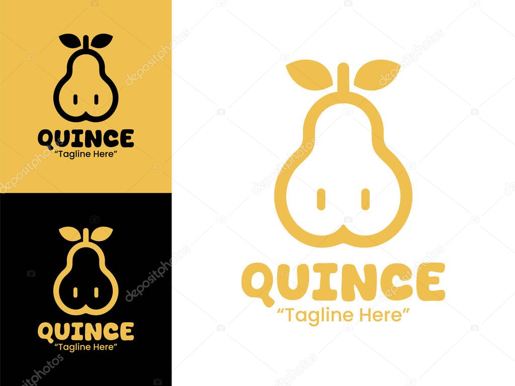 An organic quince logo design suitable for eco-friendly brands, healthy lifestyle shops, and juice bars.