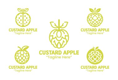 Markalaşma, ambalaj ve kimlik projeleri için uygun 5 muhallebi aromalı elma logosu koleksiyonu..