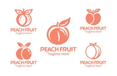Markalaşma, ambalaj ve kimlik projeleri için uygun 5 şeftali logosunun bir koleksiyonu..