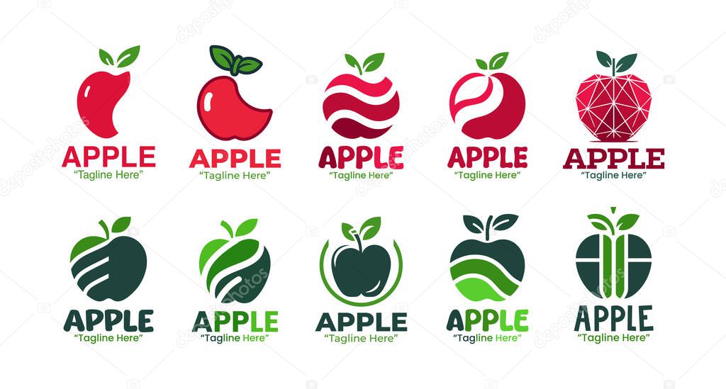 A collection of 10 apple logo set professional fruit branding logo collection suitable for branding, packaging, and identity projects.