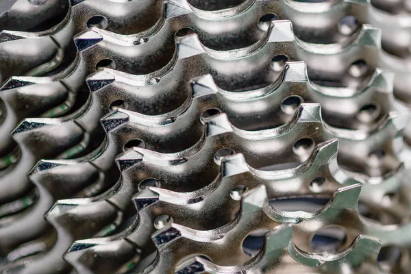 New Bicycle Silver Color Chain Full Frame Stock Photo