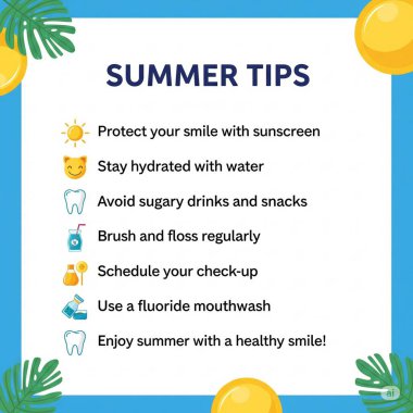 dental summer tips of summer summer. vector illustration