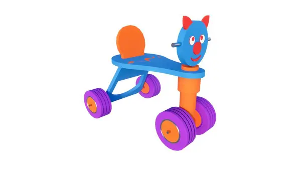 Beyaz arka planda izole edilmiş bir çizgi film kedisinin 3 boyutlu görüntüsü