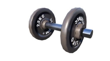 Beyaz arkaplanda iki dambıl var.