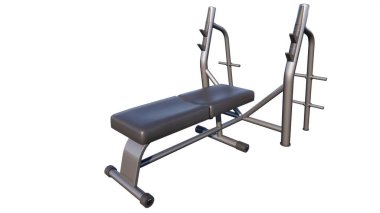 Beyaz arka planda izole edilmiş modern fitness aletleri