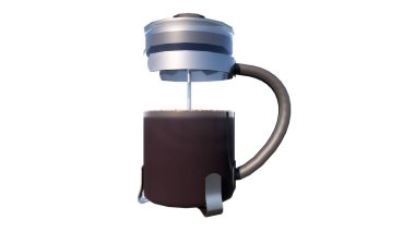 Beyaz arka planda modern elektrikli kahve makinesi.