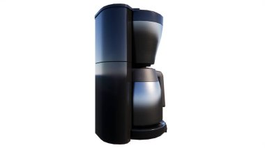 Siyah kahve fincanı beyaz arka planda izole edilmiş.