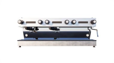 Beyaz arka planı olan modern kahve makinesi.