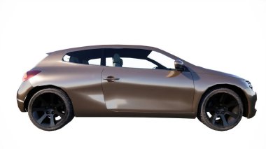 Beyaz arka planda bir araba. 3d oluşturma.