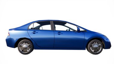 Reklamınız ya da markanız için boş yüzeyi olan mavi bir araba.