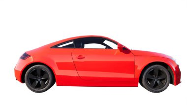 Beyaz bir arka plan üzerinde izole kırmızı spor araba