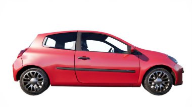 kompakt kırmızı elektrikli araba. 3 Boyutlu Hazırlama