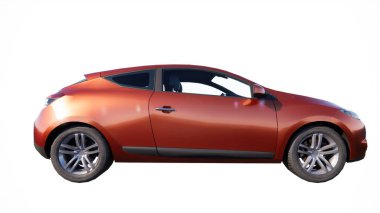 Beyaz arka plan üzerinde izole kırmızı elektrikli otomobil.