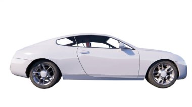 Modern araba. Beyaz bir arka planda izole edilmiş. 3d illüstrasyon