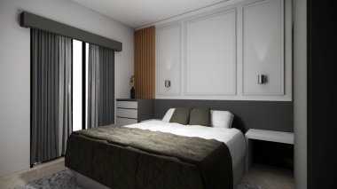 Yatak odasının 3 boyutlu görüntüsü