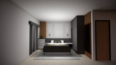 Yatak odasının 3 boyutlu iç tasarımı