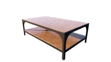 Tahta masa beyaz arkaplanda izole edildi