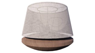 Beyaz arka planda izole edilmiş 3 boyutlu ahşap bir sandalye.