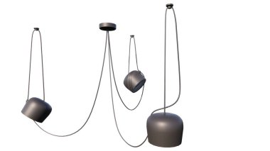 Beyaz arkaplanda izole edilmiş beyaz bir lambanın 3 boyutlu canlandırması