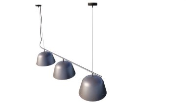 Beyaz arka planda izole edilmiş modern bir avizenin 3 boyutlu görüntüsü