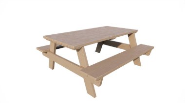 Tahta masa beyaz arkaplanda izole edildi