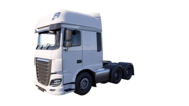 Beyaz arka planda modern beyaz kamyon