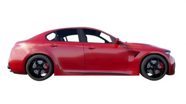 red modern car on a white background.