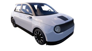 modern elektrikli araba beyaz arka planda izole edildi