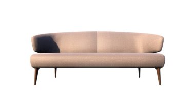 Beyaz arka planda tek bacaklı kanepe.