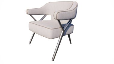 Beyaz arka planda siyah metal bacaklı modern ofis koltuğu