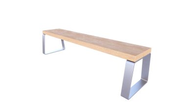 Beyaz arka planda modern ahşap bank