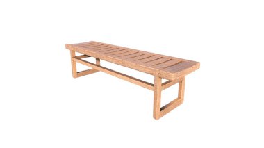 Beyaz arka planda izole edilmiş piknik için ahşap masa