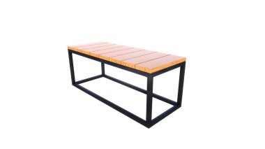 Beyaz arka planda izole ahşap bank, 3 boyutlu illüstrasyon.