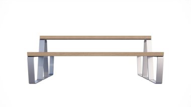 Beyaz arkaplanda izole edilmiş ahşap bank