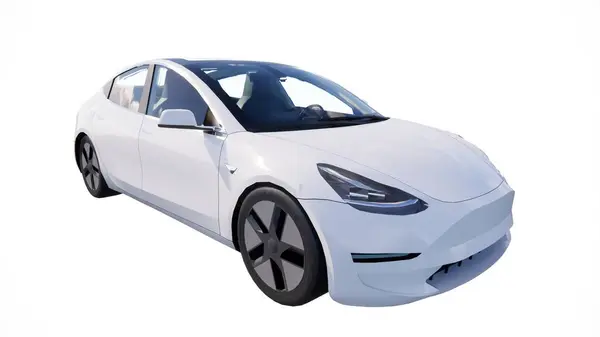modern elektrikli araba beyaz arka planda izole edildi
