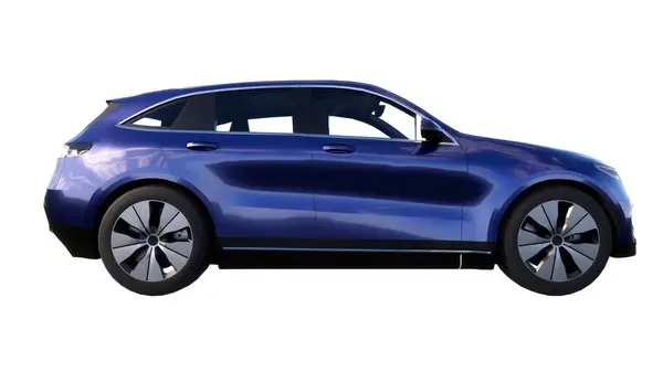 Beyaz arka planda güzel bir vücudu olan mavi, lüks bir spor araba. 3d oluşturma.