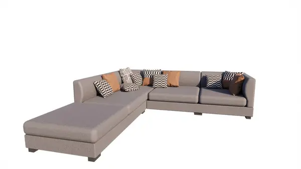 Beyaz yastıklı kanepe. 3 d