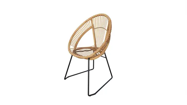 modern wooden wicker chair isolated on white background.
