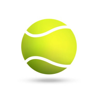 İzole edilmiş beyaz arka planda gölgesi olan tenis topunun vektör illüstrasyonu