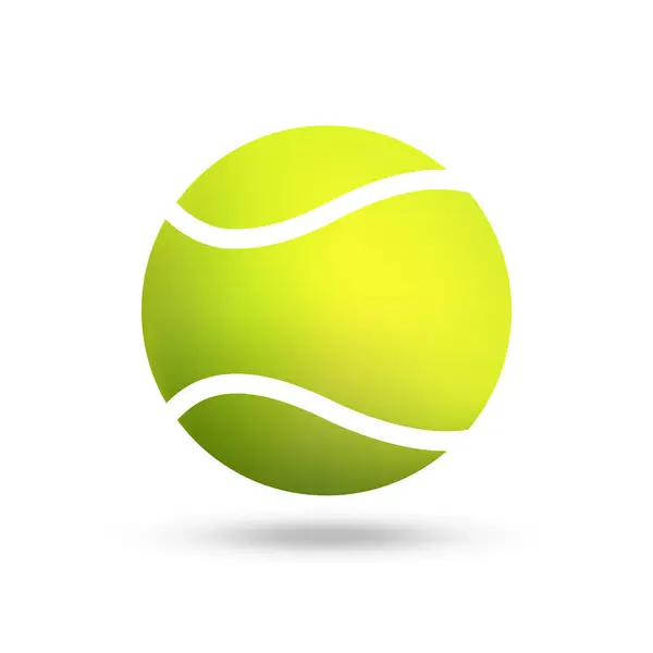 İzole edilmiş beyaz arka planda gölgesi olan tenis topunun vektör illüstrasyonu