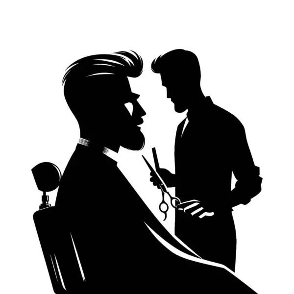 Saç kesen kuaförün silueti.