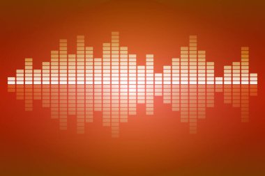 Turuncu arka planda ses eşitleyici. Ses dalgası desenli vektör çizimi.