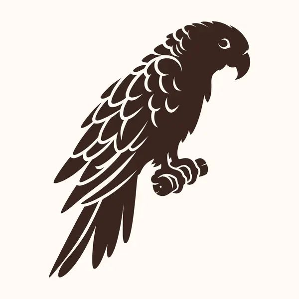 Kahverengi papağan beyaz arka planda izole edilmiş. Düz muhabbet kuşu silueti vektör çizimi.
