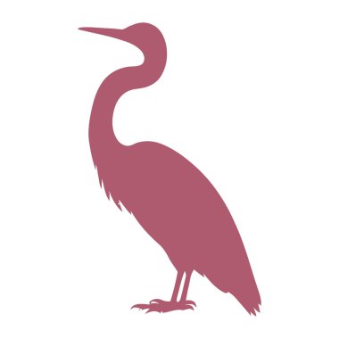 Beyaz arkaplanda balıkçıl silueti, vektör illüstrasyonu