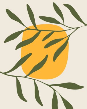 Dekoratif zeytin dalları. Soyut botanik çizimi. Botanik vektör silueti.