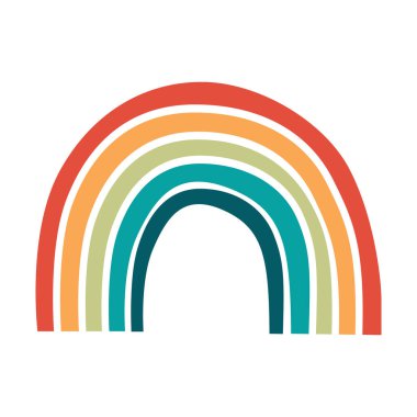 Renkli gökkuşağı düz çizim elementi
