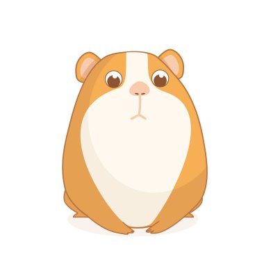 Tombul, kahverengi gözlü, şirin ve minimalist bir tarzda çizilmiş sevimli bir hamster tasviri. Çocuk ürünleri, evcil hayvan temalı tasarımlar, çıkartmalar ve eğitim malzemeleri için mükemmel..