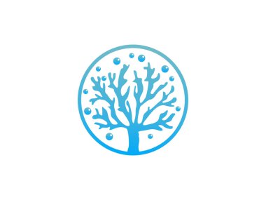 Kabarcık simgesi illüstrasyonlu mercan resifi logosu